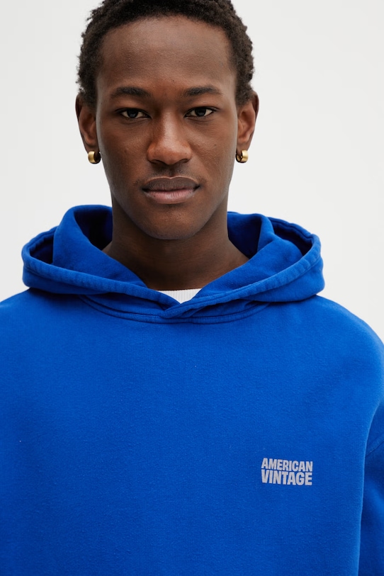 American Vintage bluza bawełniana niebieski MPLI03C