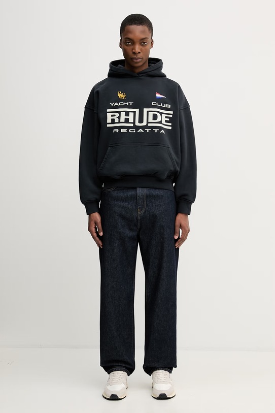 RHUDE Regatta Club bluza z kapturem bawełniana męska RHPS26HO01012 granatowy