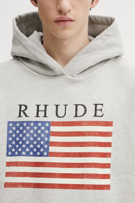 RHUDE bluza bawełniana USA Flag szary RHPS26HO01103