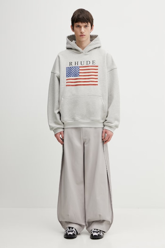 RHUDE bluza bawełniana USA Flag RHPS26HO01103 szary