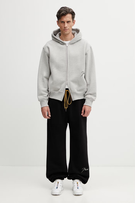 RHUDE Classique Zip Up bluza rozpinana męska z bawełną RHSS26HO01829 szary