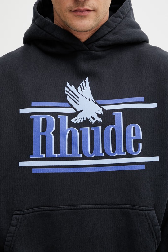 RHUDE Rossa bluza z kapturem bawełniana męska czarny RHSS26HO01012