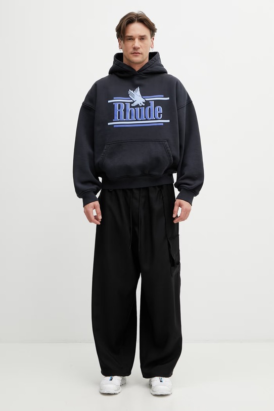 RHUDE Rossa bluza z kapturem bawełniana męska RHSS26HO01012 czarny