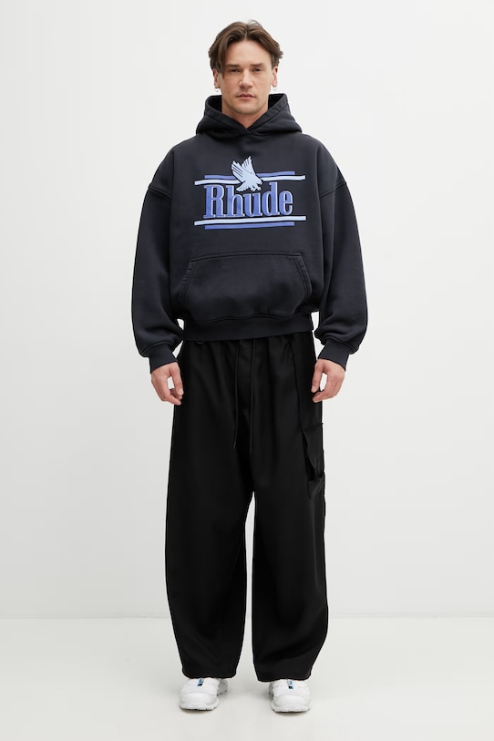 RHUDE Rossa bluza z kapturem bawełniana męska RHSS26HO01012 czarny