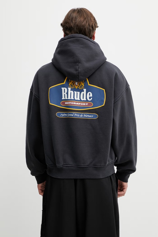 Odzież RHUDE Racing Crest bluza z kapturem bawełniana męska RHSS26HO07012 czarny