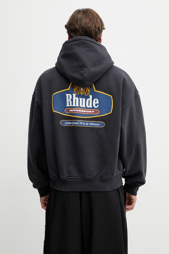 Odzież RHUDE Racing Crest bluza z kapturem bawełniana męska RHSS26HO07012 czarny