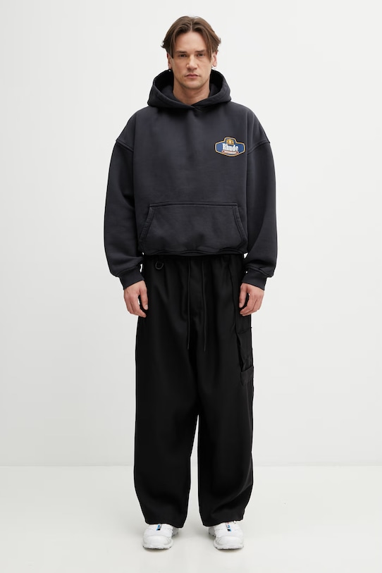 RHUDE Racing Crest bluza z kapturem bawełniana męska RHSS26HO07012 czarny