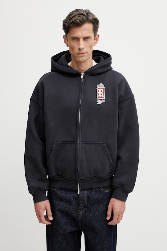 Odzież RHUDE Fumar 91 bluza rozpinana bawełniana męska RHSS26HO09012 czarny