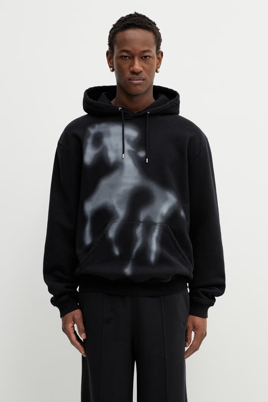 Heliot Emil bluza bawełniana wzorzyste czarny SS26PRE.M.08.092.BLK01