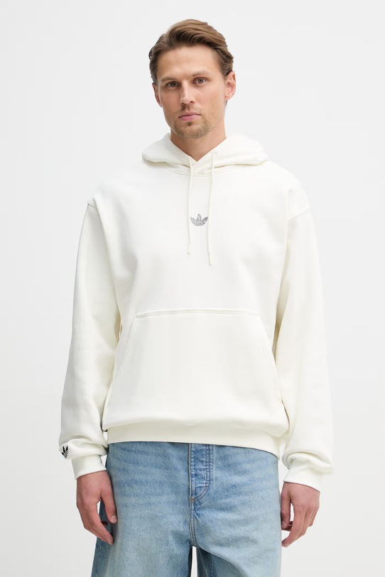 Ρούχα adidas Originals μπλούζα με κουκούλα ανδρική με βαμβάκι KD1437 μπεζ