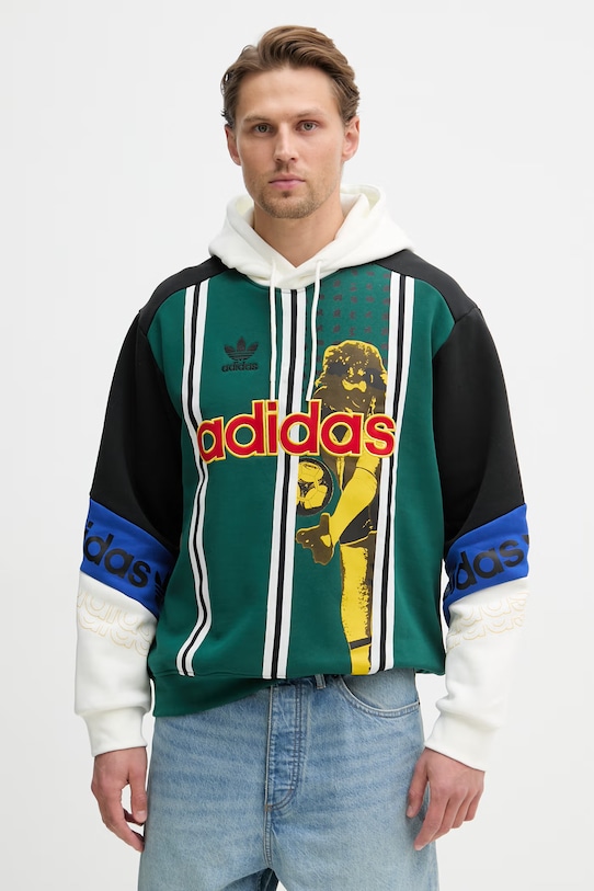 adidas Originals mikina s kapucí pánská bavlněná zelená KD1438