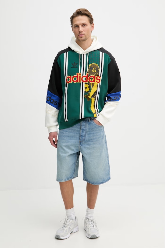 adidas Originals mikina s kapucí pánská bavlněná KD1438 zelená SS26