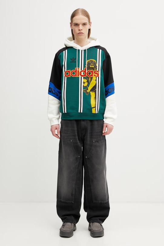 adidas Originals bluza z kapturem z bawełny męska KD1438 zielony