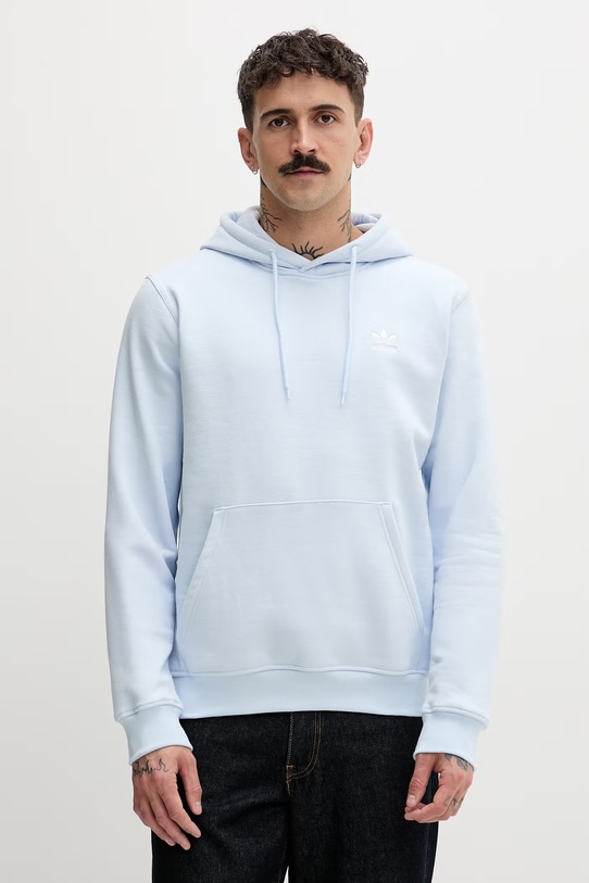 adidas Originals bluza z kapturem męska z bawełną niebieski KE1194