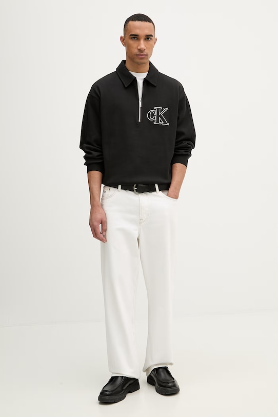 Calvin Klein Jeans bluza męska bawełniana z elastanem LV04RB211G czarny SS26