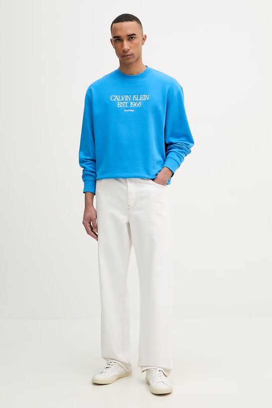 Calvin Klein Jeans bluza męska bawełniana LV04RF233G niebieski SS26