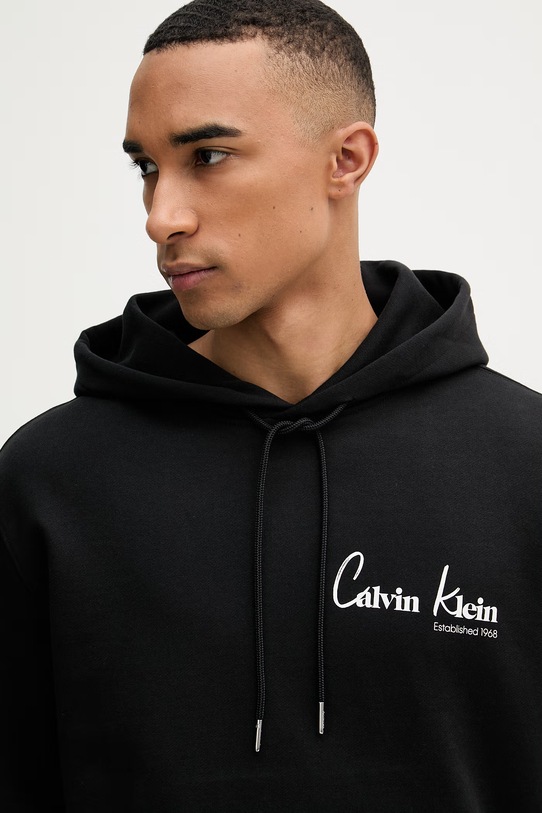 Calvin Klein Jeans bluza z kapturem męska bawełniana czarny LV04RF234G