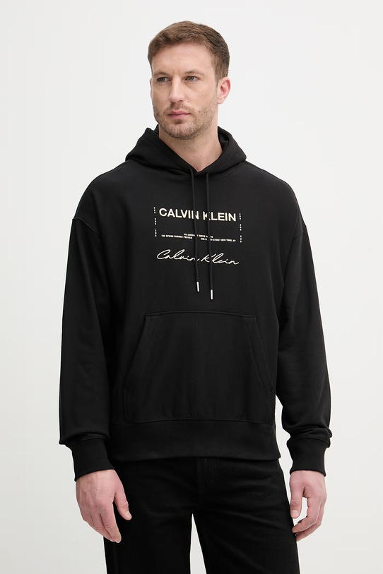 Calvin Klein Jeans mikina s kapucňou pánska s bavlnou čierna LV04RF247G