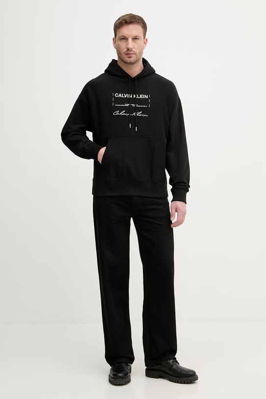 Calvin Klein Jeans mikina s kapucňou pánska s bavlnou LV04RF247G čierna SS26