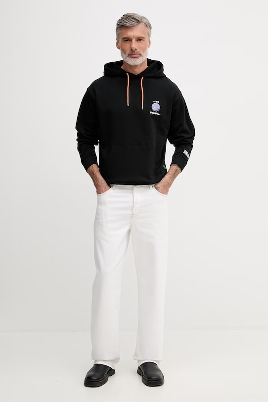 United Colors of Benetton bluza z kapturem męska bawełniana 30HRU2023 czarny SS26