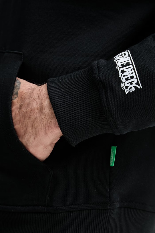 United Colors of Benetton bluza z kapturem męska bawełniana 30HRU2023 czarny