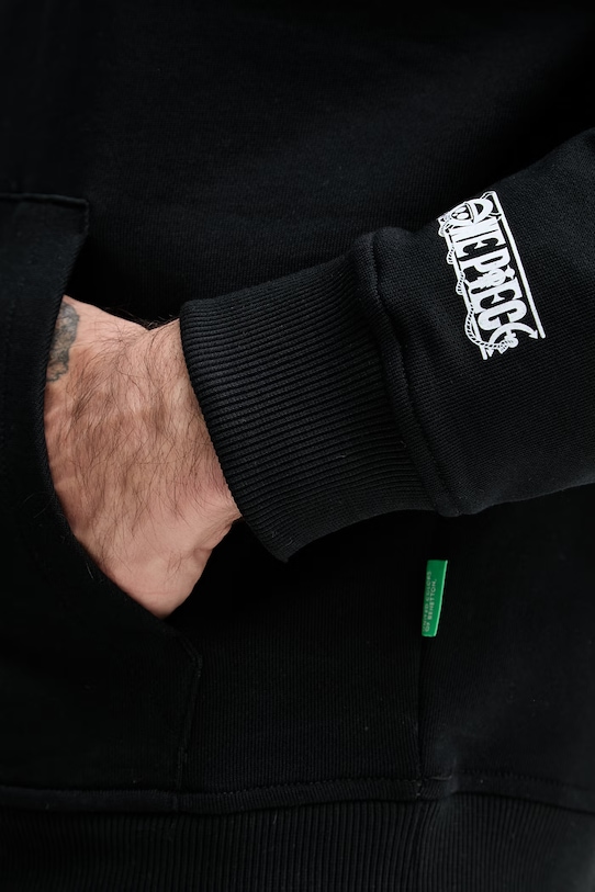 United Colors of Benetton bluza z kapturem męska bawełniana 30HRU2023 czarny