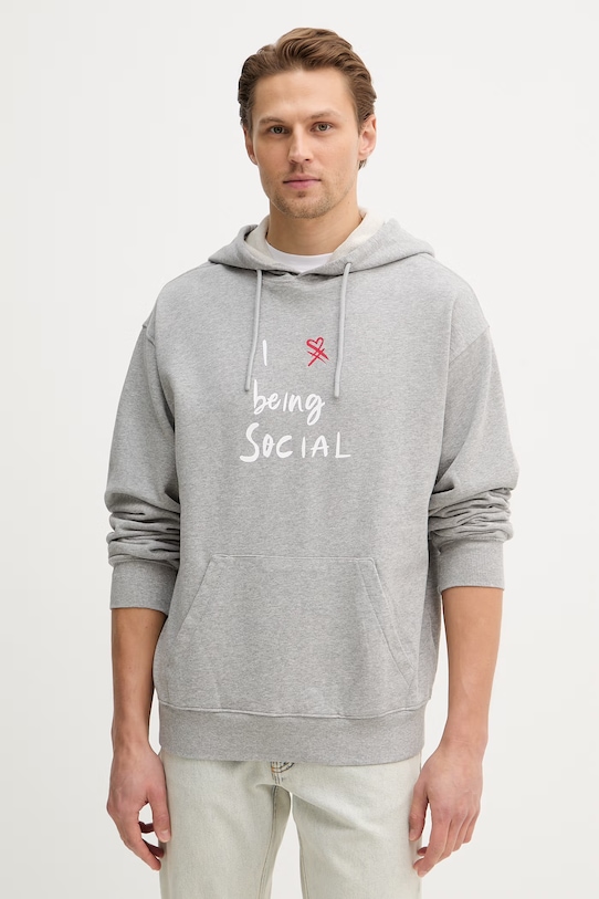 United Colors of Benetton bluza bawełniana nadruk szary 30HRU2025