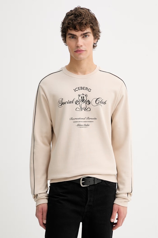 Iceberg bluza bawełniana nadruk beżowy E033.6341