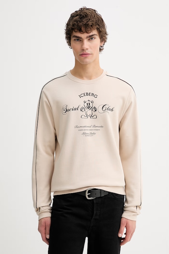 Iceberg bluza bawełniana nadruk beżowy E033.6341