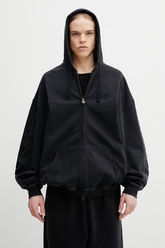 VETEMENTS bluza bawełniana Embroidered Biker Cross bawełna czarny ME76ZU169B