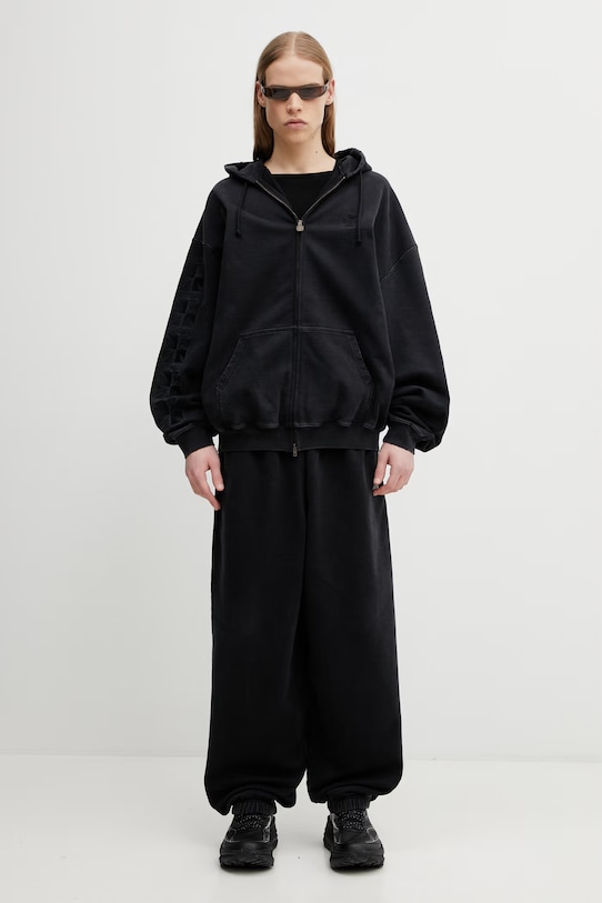 VETEMENTS bluza bawełniana Embroidered Biker Cross ME76ZU169B czarny