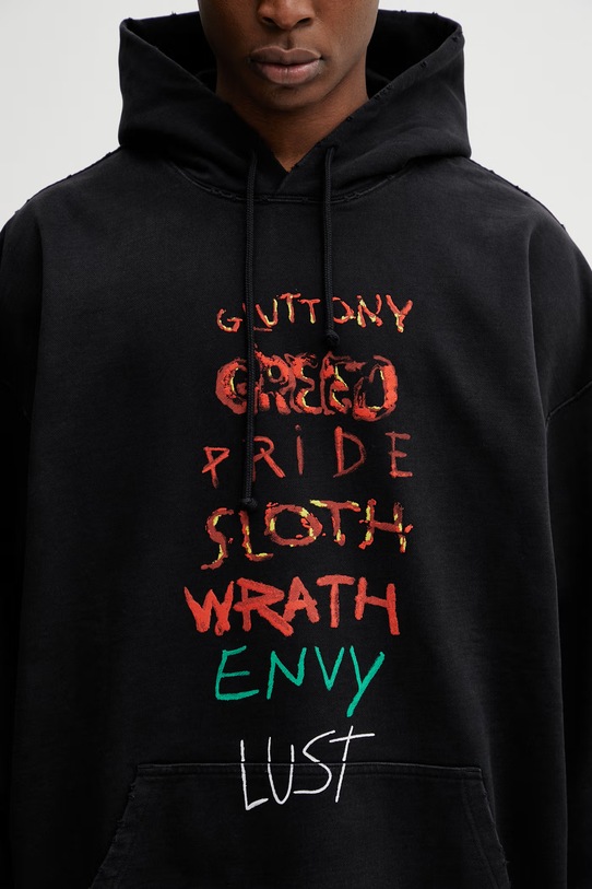 VETEMENTS bluza bawełniana 7 Sins czarny ME76HD195BX