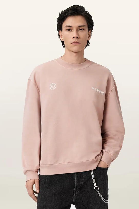 Βαμβακερή μπλούζα AllSaints EMBLEM βαμβάκι ροζ M006NE