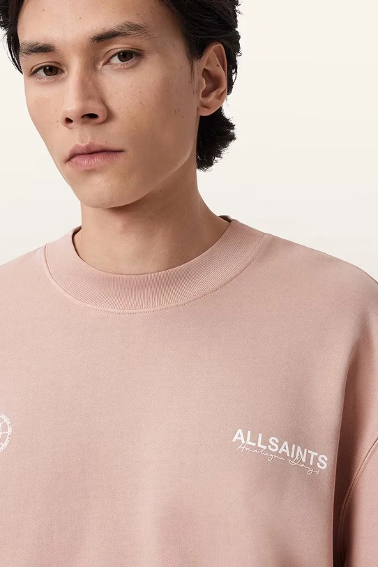 Βαμβακερή μπλούζα AllSaints EMBLEM ροζ M006NE