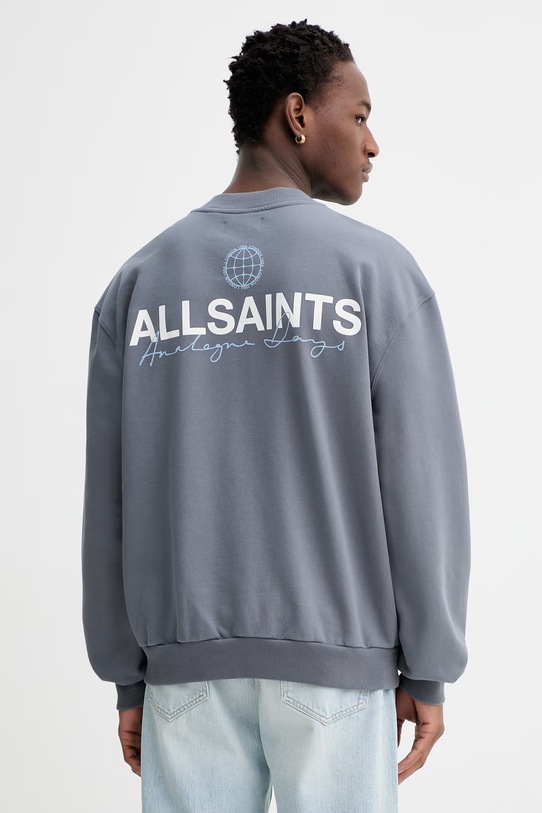 AllSaints bluza bawełniana EMBLEM bawełna szary M006NE