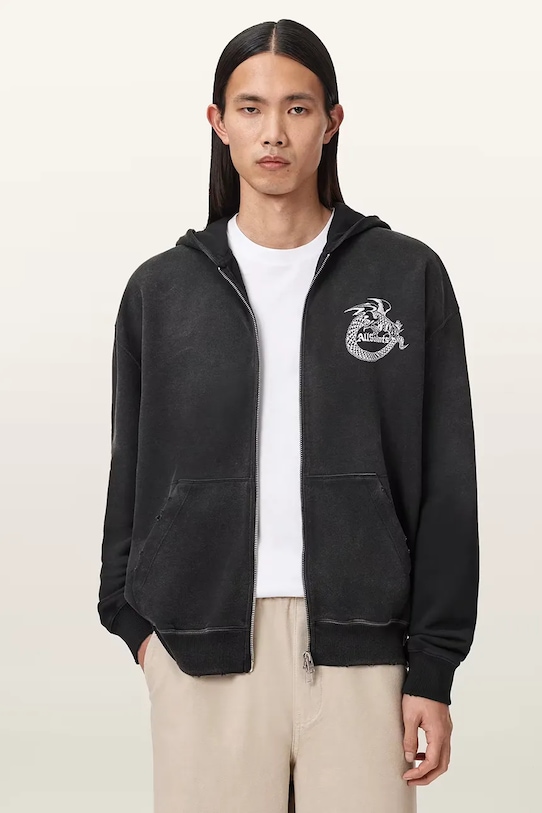 AllSaints hanorac de bumbac TERRA M020NE negru SS26