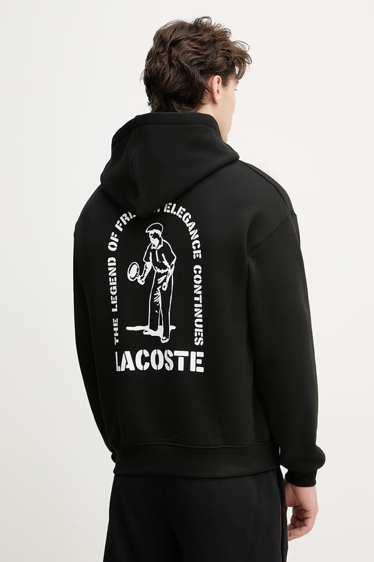 Odzież Lacoste bluza z kapturem męska bawełniana SH1371 czarny