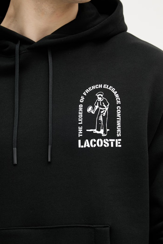 Lacoste bluza z kapturem męska bawełniana SH1371 czarny