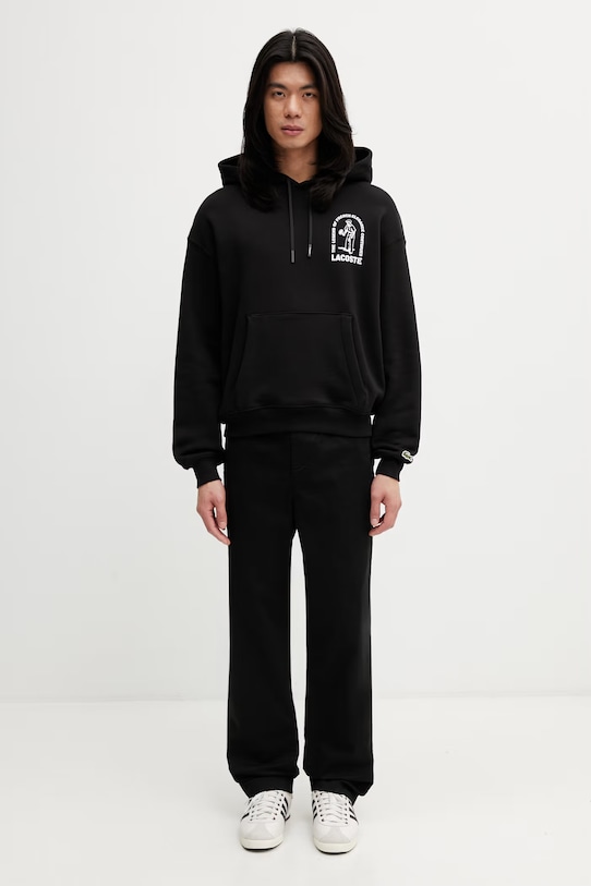 Lacoste felpa con cappuccio in cotone da uomo SH1371 nero