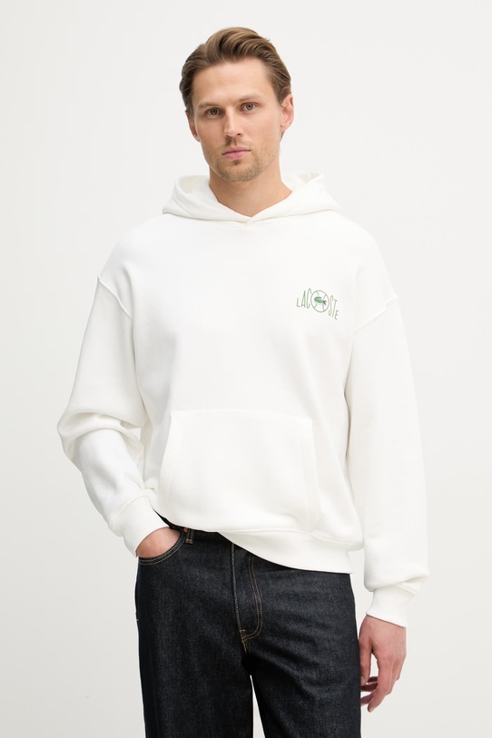 Odzież Lacoste Bluza z kapturem męska bawełniana SH2196 biały
