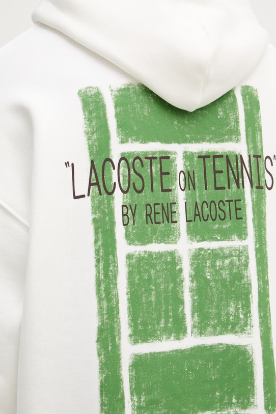 Lacoste Bluza z kapturem męska bawełniana SH2196 biały