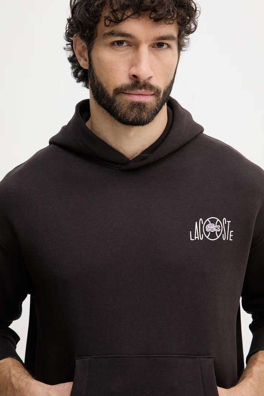 Lacoste bluza z kapturem męska bawełniana brązowy SH2196