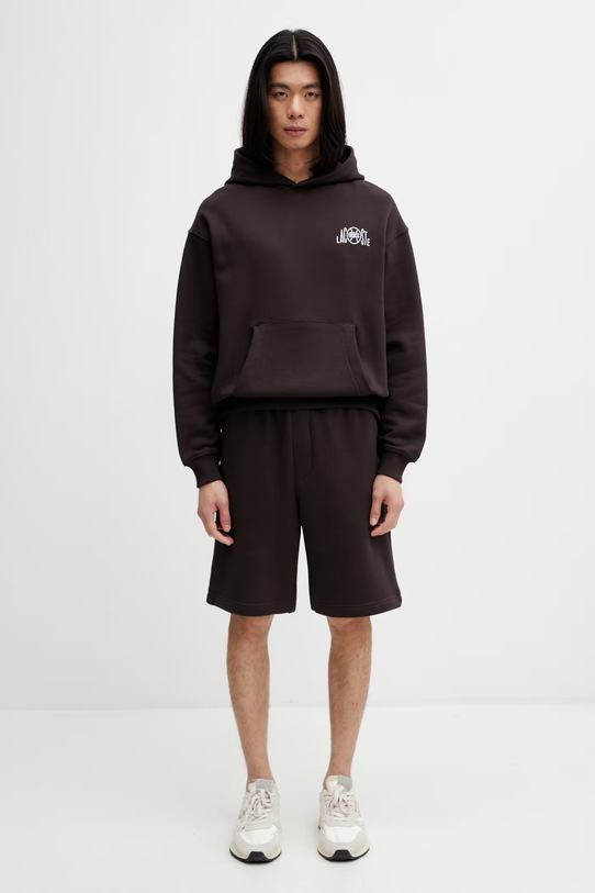 Lacoste bluza z kapturem bawełniana męska SH2196 brązowy