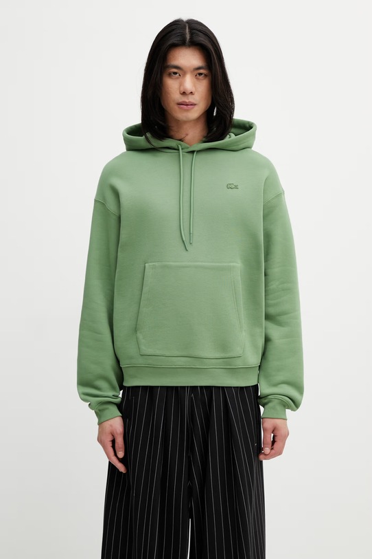 Lacoste felpa in cotone semplice verde SH7741
