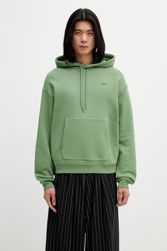 Lacoste felpa in cotone semplice verde SH7741