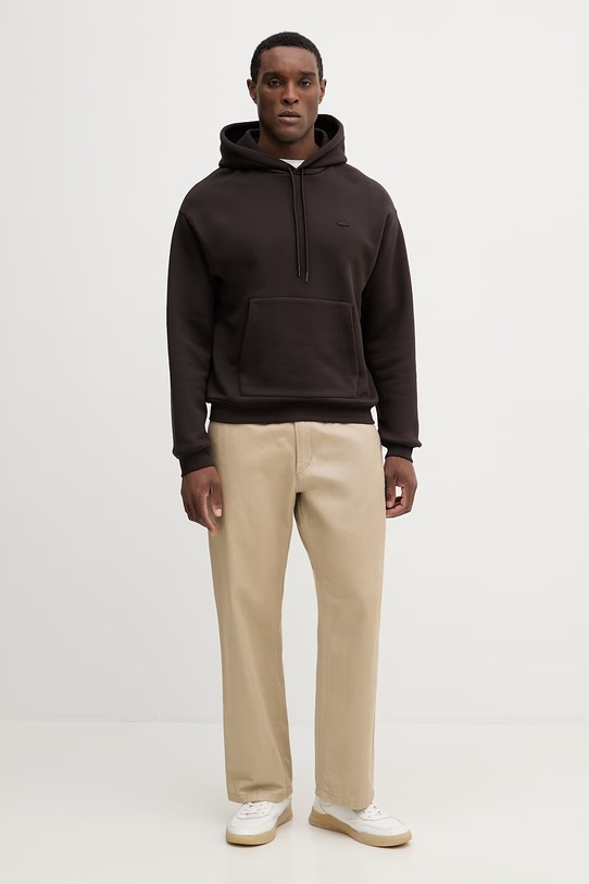 Lacoste bluza bawełniana SH7741 brązowy SS26