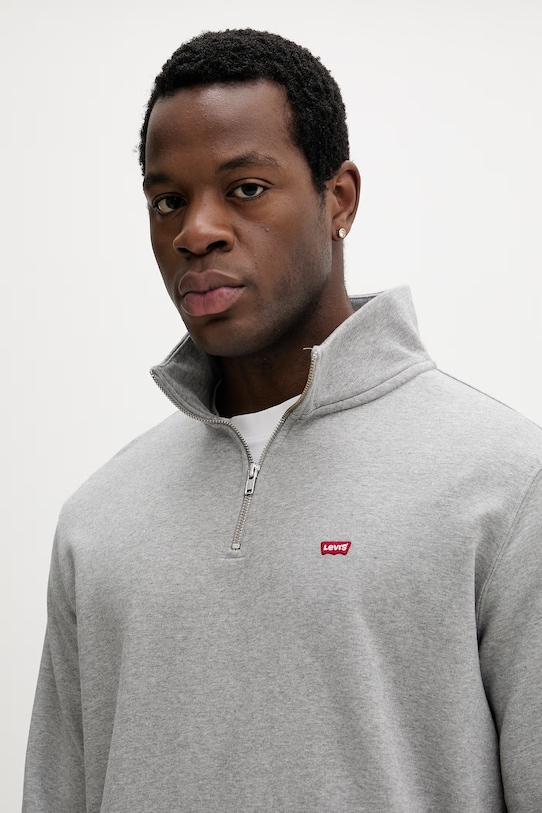 Levi's bluza męska bawełniana ORIGINAL HM 1/4 ZIP szary A8606.0013