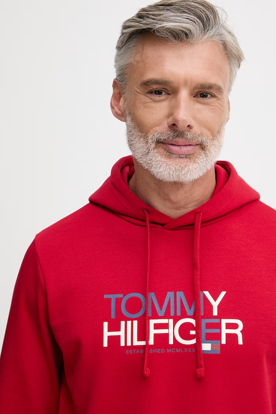Tommy Hilfiger μπλούζα με κουκούλα ανδρική με βαμβάκι κόκκινο MW0MW42468