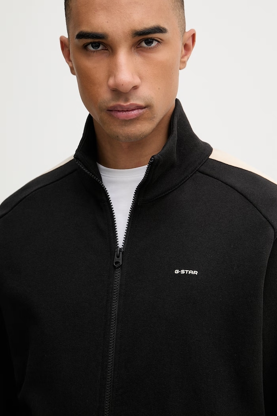 G-Star bluza rozpinana męska bawełniana Track sw jkt czarny D28637.E553