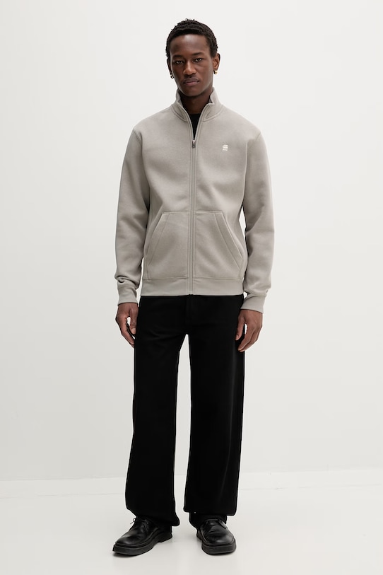 G-Star bluza rozpinana męska z bawełny Premium core track D29292.C235 beżowy SS26